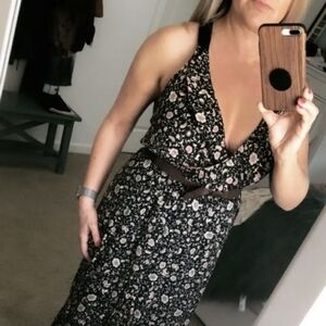 Scotch and Soda Maison Floral Midi Dress Women' Large Black Floral TOWER SHELF 2